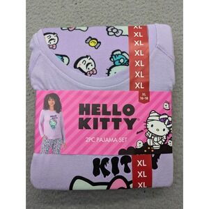 Hello Kitty Zombie Pajama Set Womens XL 16-18 Purple 2pc Sanrio NEW